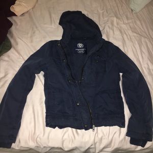 Navy Blue Jacket with Detachable Hood